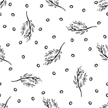 Dalları ile dikişsiz desen. Dalları ve yapraklarından süs ile Backround.