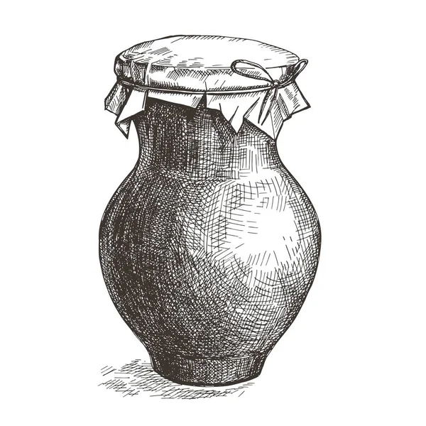 Image vectorielle d'une cruche avec du lait. Illustration de style croquis . — Image vectorielle