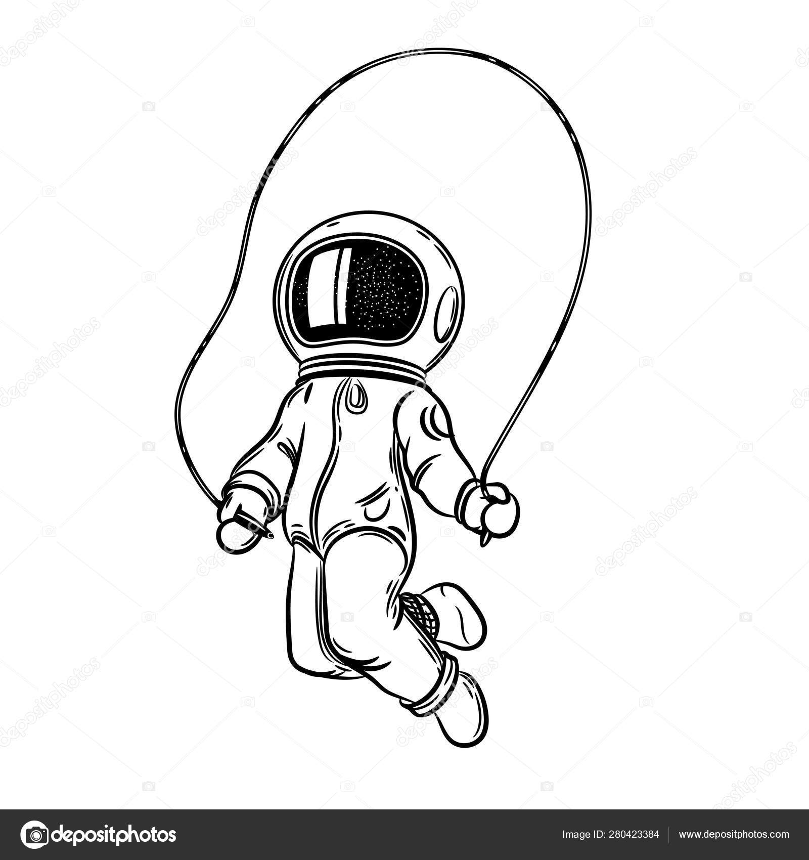 Astronaut Jumps With A Skipping Rope Illustration On The Theme Of Astronomy Stock Vector Image By C Tutsi N