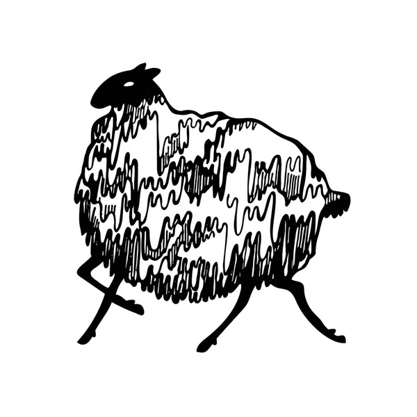 El carnero está corriendo. Ilustración estilo Doodle . — Vector de stock