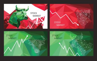 Borsa Trend sembolleri. Yatay afiş seti.
