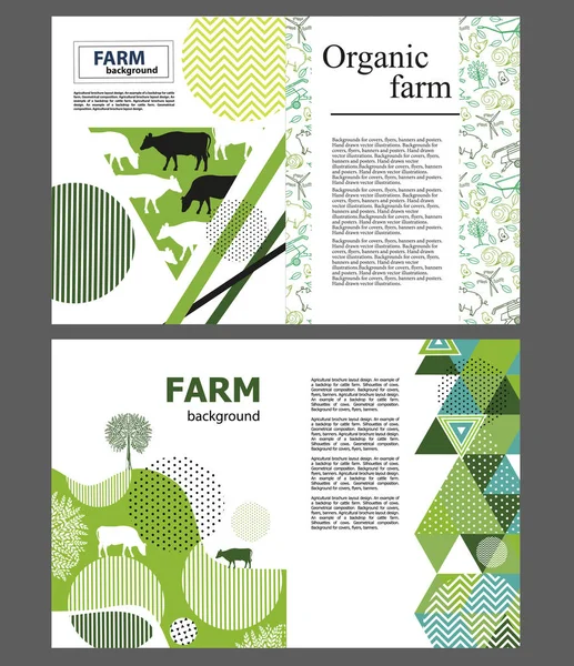 Diseño Diseño Folleto Agrícola Imágenes Planas Vacas Composición Geométrica Fondo — Archivo Imágenes Vectoriales