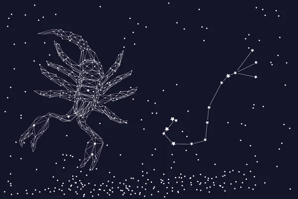 Знак Зодиака Скорпион. Символ астрологического гороскопа. Горизонтальное знамя . — стоковый вектор