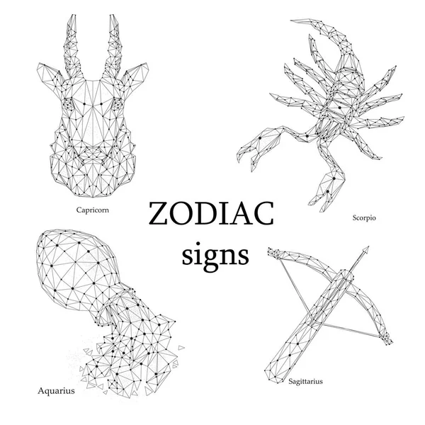 Set van sterrenbeelden. Steenbok, Schorpioen, Waterman en Boogschutter. — Stockvector