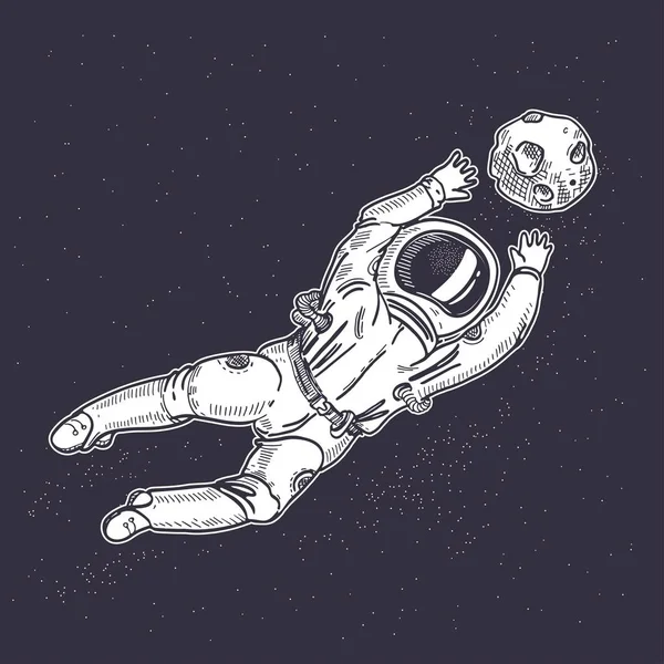 Astronot bir gezegen yakalar. Uzay futbolu. Kaleci.