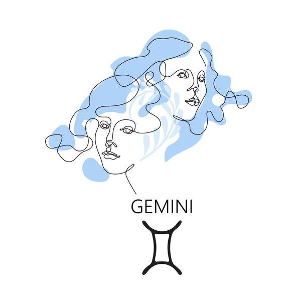 Gemini Zodiac-konstellationen. En rad. Vektorillustration i stil med minimalism. — Stock vektor