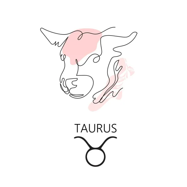 Zodiac skylt Taurus. En rad. Vektorillustration i stil med minimalism. — Stock vektor