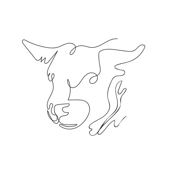 La cabeza de un toro dibujado en una línea. Línea continua . — Vector de stock