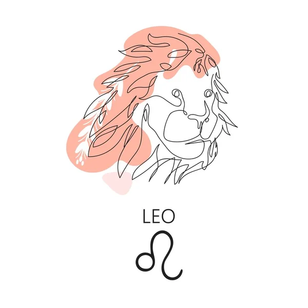 Segno zodiacale Leo. Una sola battuta. Illustrazione vettoriale nello stile del minimalismo. Linea continua . — Vettoriale Stock