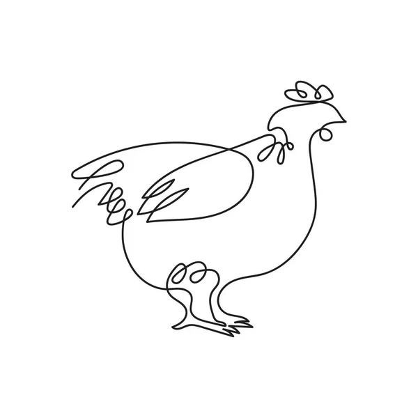 Gallina dibujada en una línea. Imagen vectorial de un pollo . — Archivo Imágenes Vectoriales