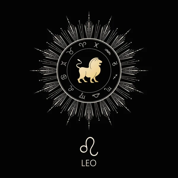 Sternzeichen Löwe. Das Symbol des astrologischen Horoskops. — Stockvektor