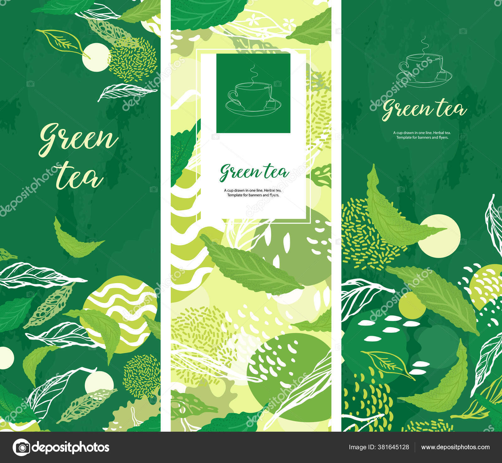 Vertical background for tea design. Tea shop. A cup drawn in one line.  Stock Vector Image by ©tutsi_n #381645128