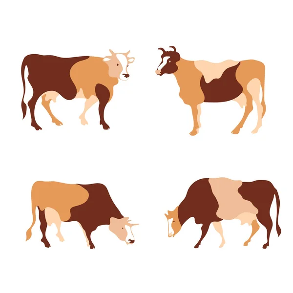 Silhueta de vaca feita de segmentos multicoloridos. Ilustração agrícola. — Vetor de Stock