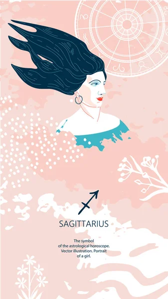 Zodiac background. Sagittarius constellation. The symbol of the astrological horoscope. — Stock Vector
