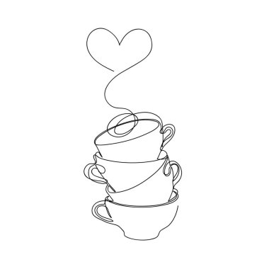 Bardaklar birbirinin üstüne. Birkaç fincan. Minimalist biçim grafikleri.