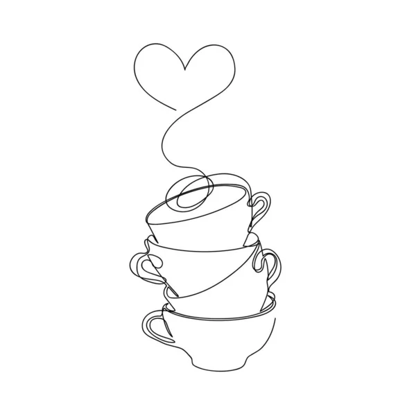 Les tasses se dressent les unes sur les autres. Quelques tasses. Graphiques de style minimaliste. — Image vectorielle