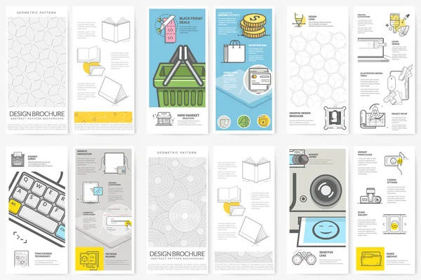 Collection Brochures Avec Des Dessins Détaillés Des Icônes Concept — Image vectorielle