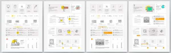 Colección Elementos Plantilla Sitio Web Negocios Con Dibujos Iconos Conceptuales — Vector de stock