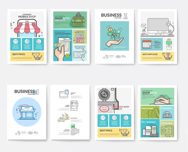 Brochure Collection High Detailed Draws Concept Icons Stock Illustration