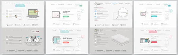 Business Website Template Elements Collection High Detailed Draws Concept Icons Royalty Free Stock Vectors