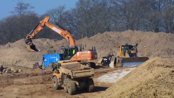 Escavatore Cantiere Ystad Svezia Aprile 2018 — Video Stock