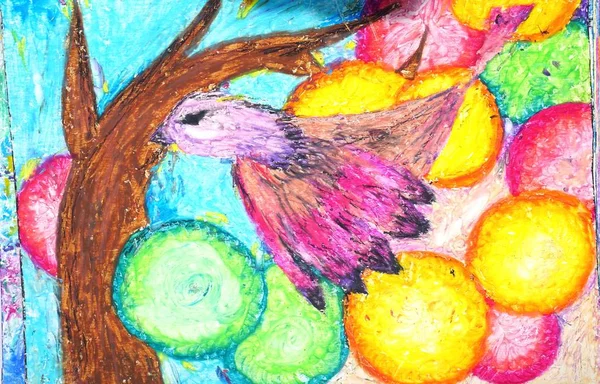 bright drawing oil pastel  \