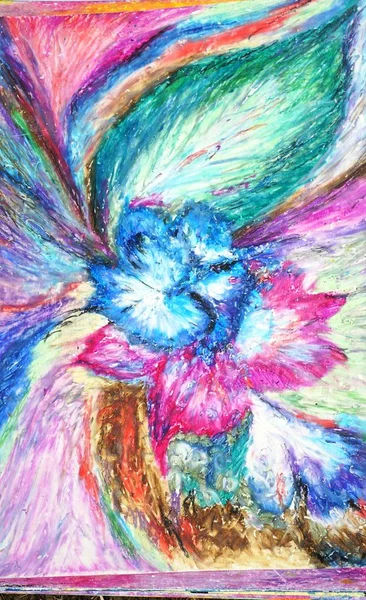Zářivé Kreslení Pastel Olejový Květiny — Stock fotografie