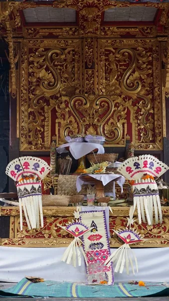 Bali Dili Tapınaklar Ibadet Teklifleri Ataları Tanrılar Için Sunak Bezemeleri — Stok fotoğraf