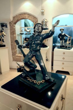 Sculptures in the Gallery of Frank Meisler in Jaffa, Israel. The sculptures of Meisler are distinguished by their special liveliness, movement and inner strength, they are made of various metals: tin, bronze, silver and gold.  