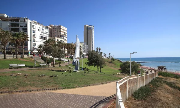 The embankment of the city of Bat Yam - a city in the Tel Aviv district of Israel on the Mediterranean coast to the south of Jaffa, Israel