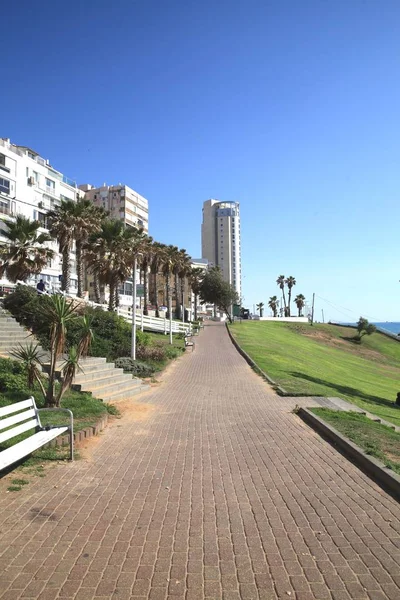 The embankment of the city of Bat Yam - a city in the Tel Aviv district of Israel on the Mediterranean coast to the south of Jaffa, Israel