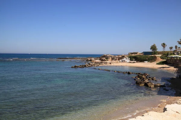 Fouilles Césarée Palestine Ancienne Ville Située Sur Côte Méditerranéenne Israël — Photo