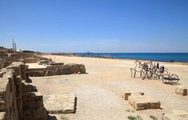 Caesarea Filistin - modern İsrail'in Akdeniz kıyısında yer alan antik kentinde kazı.