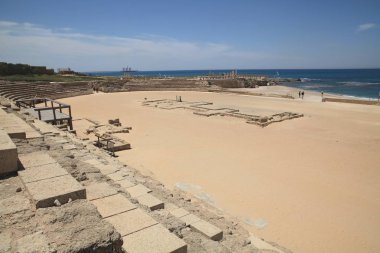 Caesarea Filistin - modern İsrail'in Akdeniz kıyısında yer alan antik kentinde kazı.