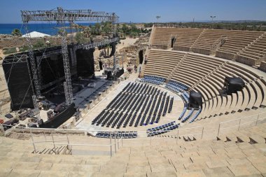 Caesarea Filistin - modern İsrail'in Akdeniz kıyısında yer alan antik kentinde kazı.