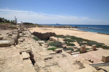 Caesarea Filistin - modern İsrail'in Akdeniz kıyısında yer alan antik kentinde kazı.