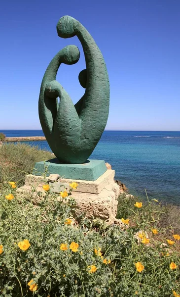 Sculptures Territory Ancient City Caesarea Which Located Territory Modern Israel — Stock Photo, Image