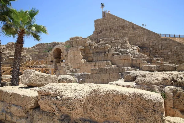 Escavação Cesareia Palestina Uma Cidade Antiga Localizada Costa Mediterrânea Israel — Fotografia de Stock