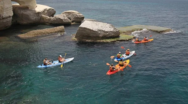 Uitzicht Vanaf Berg Rosh Hanikra Grot Een Geologische Formatie Het — Stockfoto