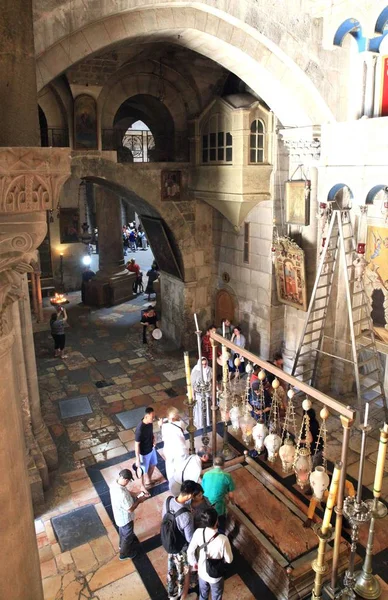 Piedra Templo Del Santo Sepulcro Sobre Que Yacía Cuerpo Cristo —  Fotos de Stock