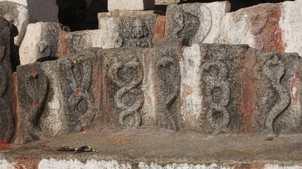 Belső Tér Szobrok Oszlopok Falfestmények Szobrok Belül Virupakshi Templom Komplexum — Stock Fotó