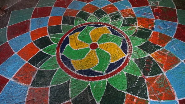 Mandala Ilustración Color Del Círculo Sagrado Otros Símbolos Sagrados Hindúes —  Fotos de Stock