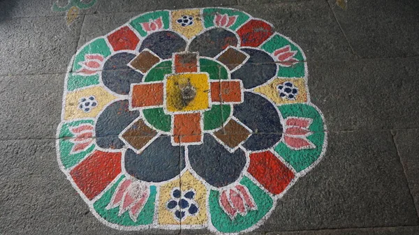 Mandala Ilustración Color Del Círculo Sagrado Otros Símbolos Sagrados Hindúes — Foto de Stock