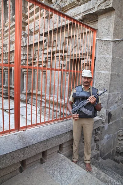 Φύλακας Όπλο Ναός Του Kamakshi Amman Μία Από Τις Μορφές — Φωτογραφία Αρχείου