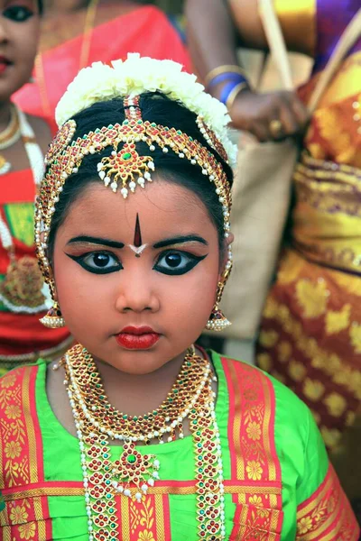 Face Young Woman Girl Temple Dancer Brihandishwara Mandir Tajavur Tamil — Stock Photo, Image