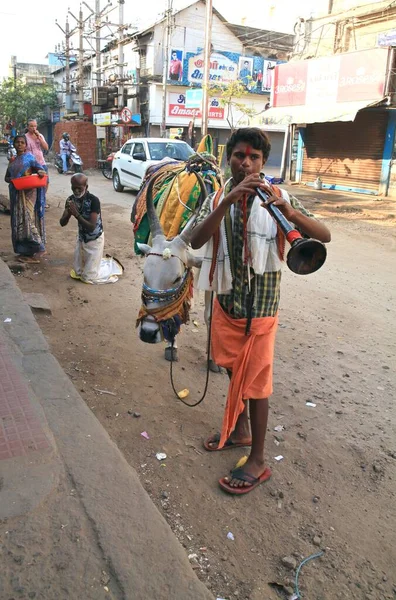 Músico Callejero Sur India — Foto de Stock