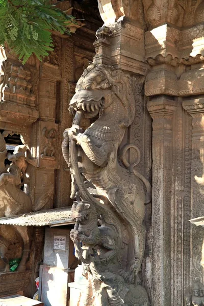 Kamenné Sochy Hinduistických Chrámech Tamil Nadu Jižní Indie — Stock fotografie