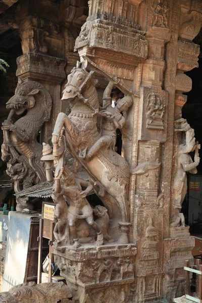 Estatuas Piedra Templos Hindúes Tamil Nadu India Del Sur —  Fotos de Stock