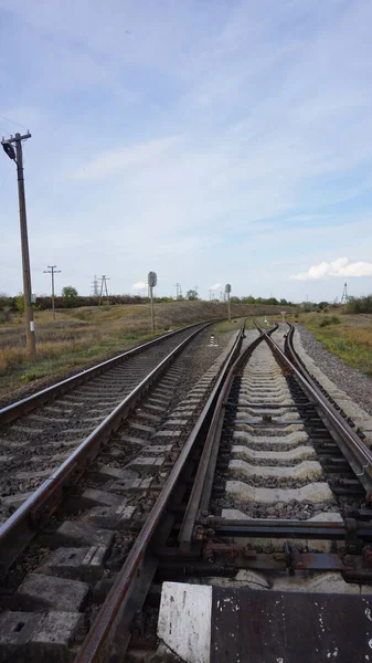 Järnvägsskenor Nikolajev Ukrain — Stockfoto