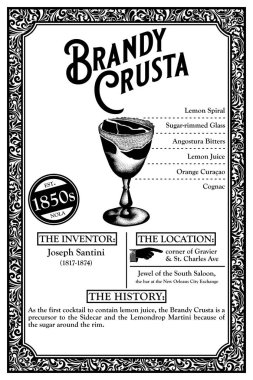 New Orleans Fransız çeyrek Libations kokteyl Infographic tarihçesi